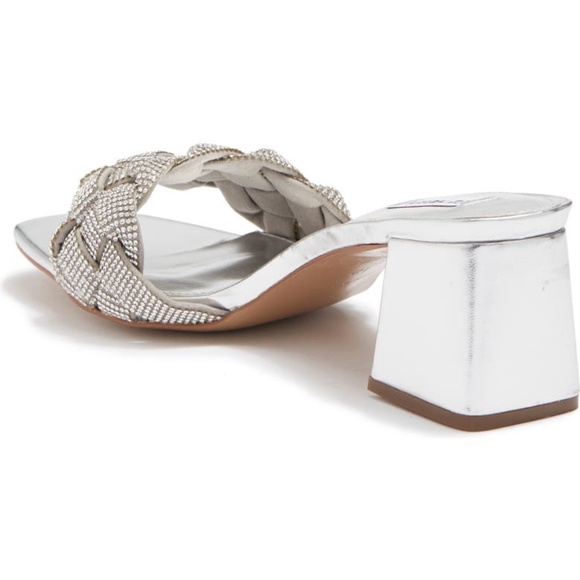 Steve Madden Silver Maillot Braided Embellished Mules - Sz 6 - New in Box - Picture 13 of 14